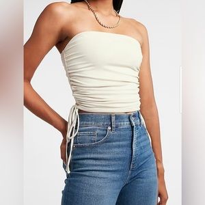 NWT EXPRESS Body Contour Double Layer Ruched Side Tie Tube Top